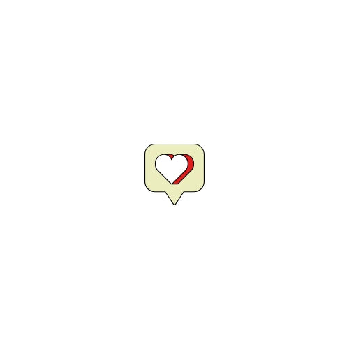 Heart-shaped speech bubble icon on a white background