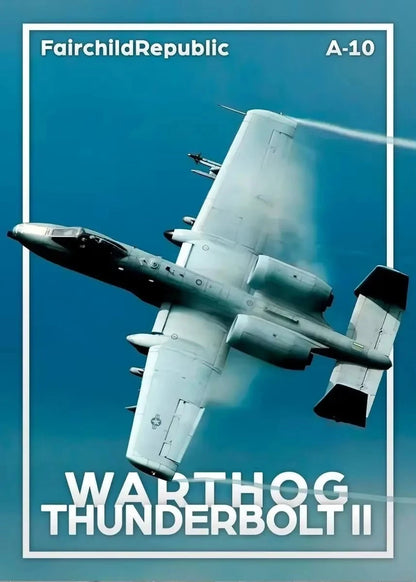 Fairchild Republic A-10 Warthog Thunderbolt II aircraft against a blue sky.