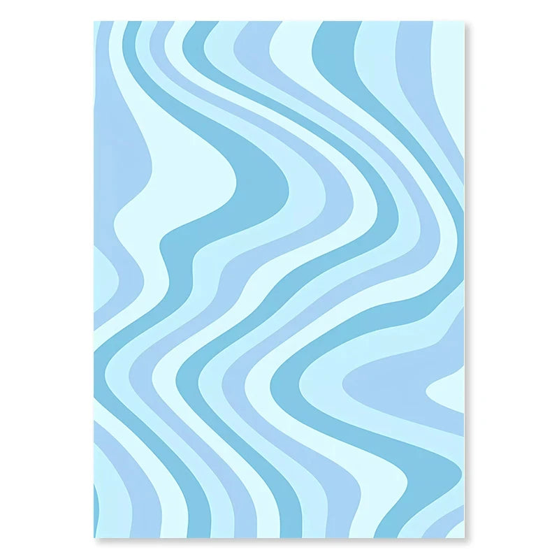 Poster with wavy blue pattern on a white background