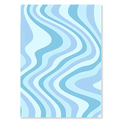 Poster with wavy blue pattern on a white background
