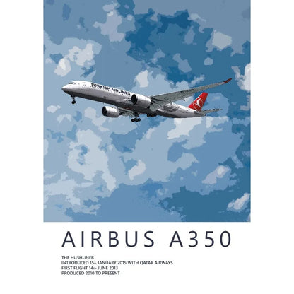 Turkish Airlines Airbus A350 flying against a blue sky with clouds