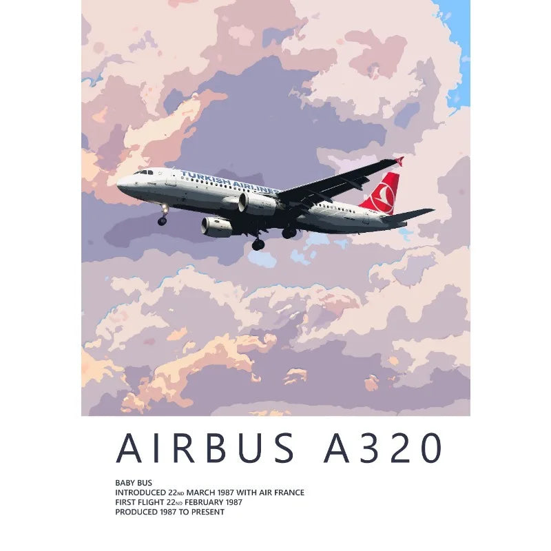 Airbus A320 airplane flying in the sky with clouds