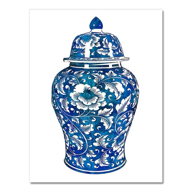 Blue & White Elegance Collection - Canvas & Curio