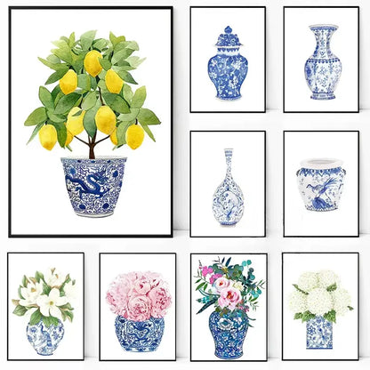 Blue & White Elegance Collection - Canvas & Curio