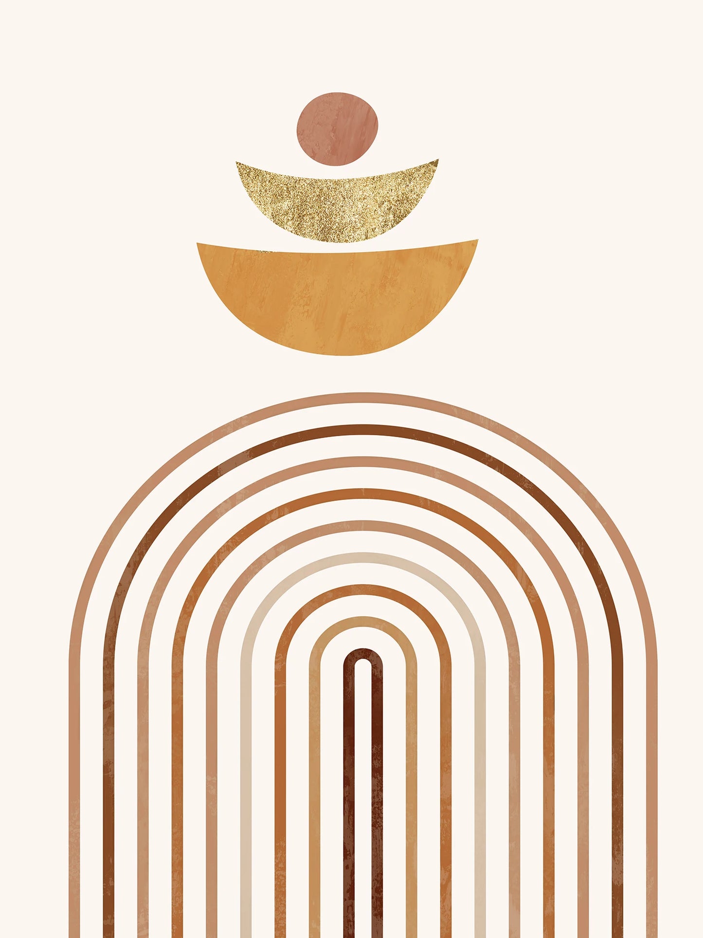 Geometric design with arches and circular shapes on a beige background
