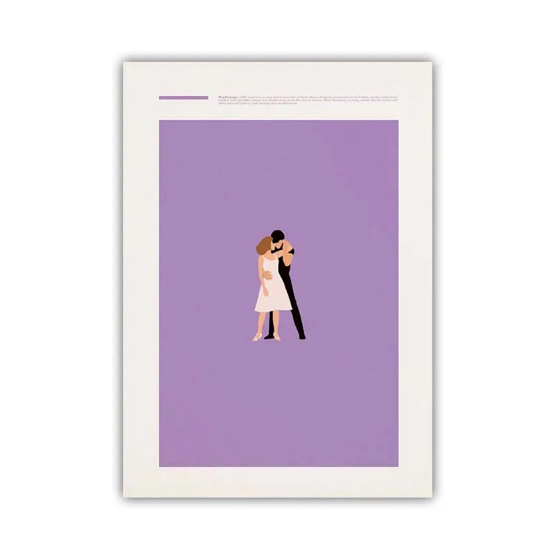 Framed artwork of a couple embracing on a purple background