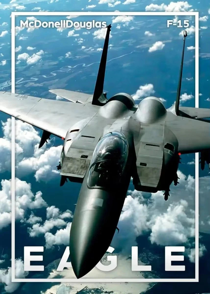 McDonell Douglas F-15 Eagle fighter jet flying above clouds