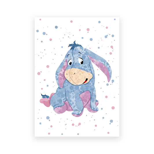 Cartoon donkey character with colorful polka dots on a white background Canvas & Curio