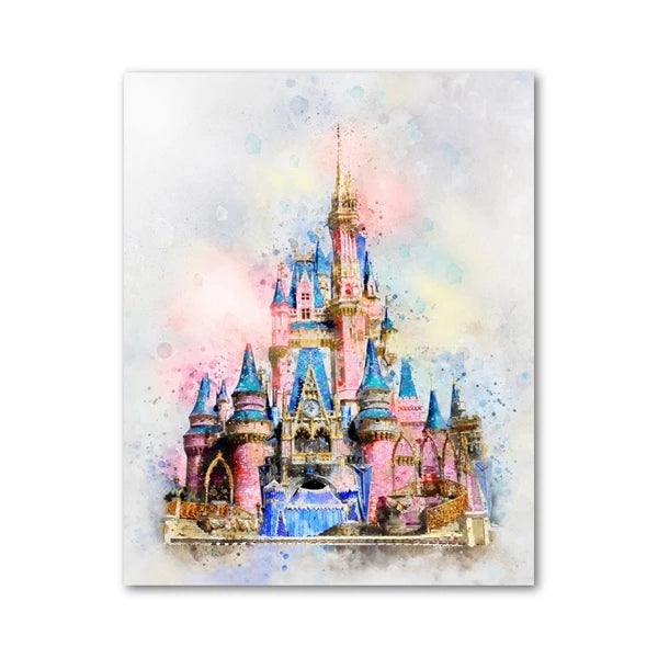 Colorful castle illustration on a white background
