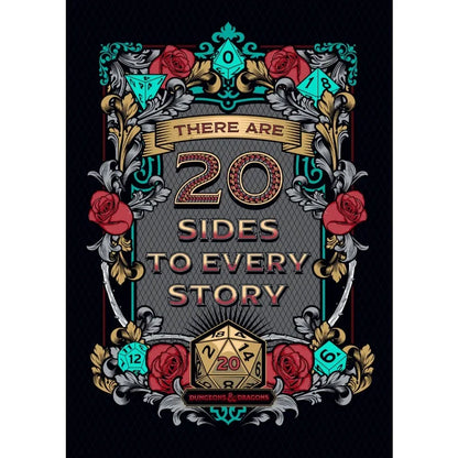 Decorative book cover with roses, a dice, and text on a black background