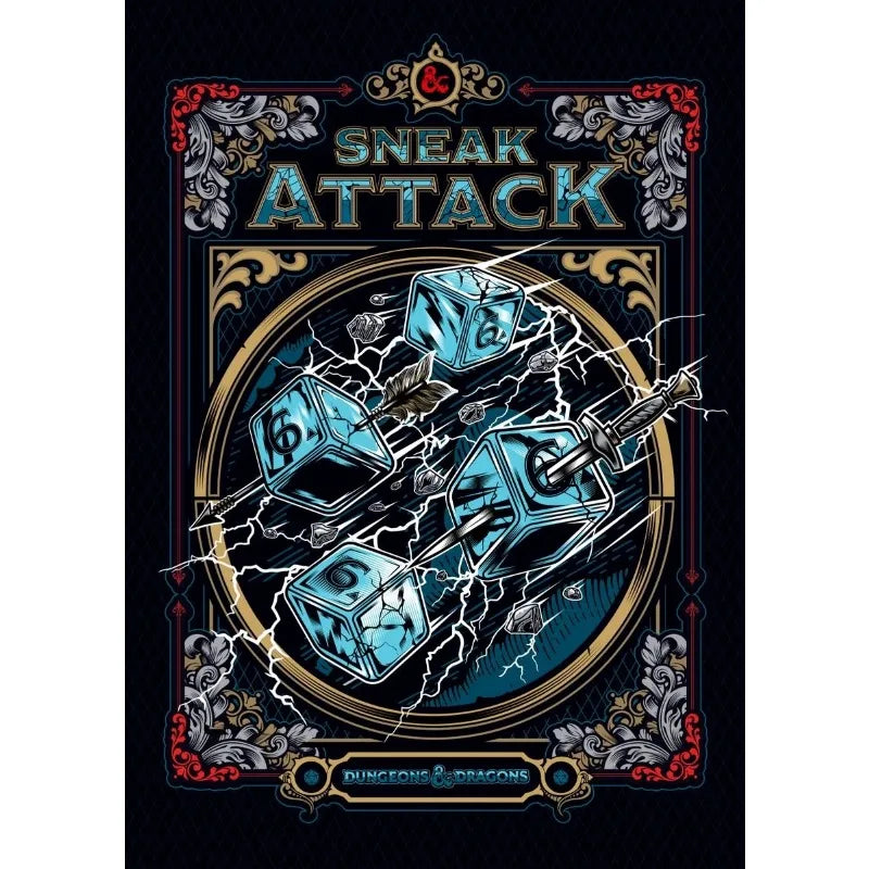 Cover of 'Sneak Attack' from Dungeons & Dragons with dice and ornate design.