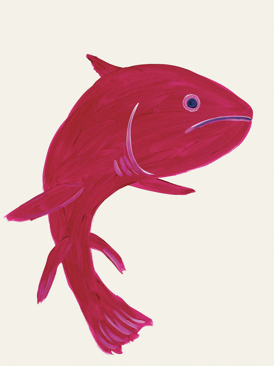 Illustration of a pink fish on a light pink background Canvas & Curio