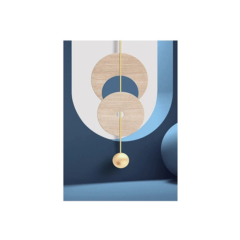 Modern wall clock with wooden design on a blue background