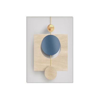 Decorative wall art with geometric shapes on a white background