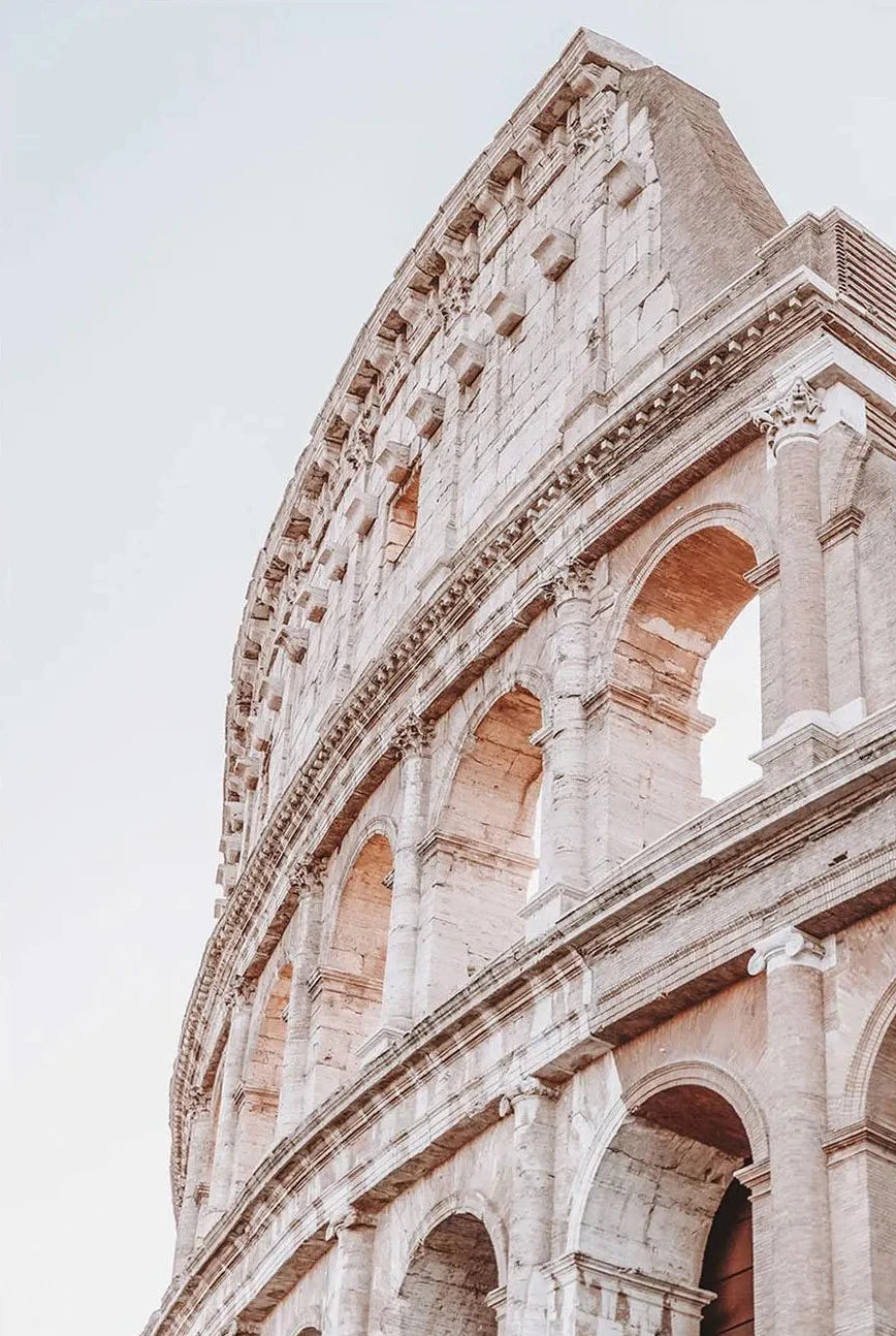 Close-up of the Colosseum in Rome, Italy