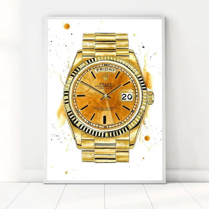Gold watch illustration on a white background