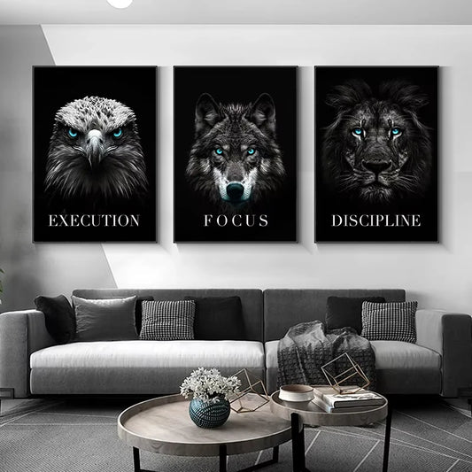 Majestic Black Animal Collection - Canvas & Curio Canvas & Curio