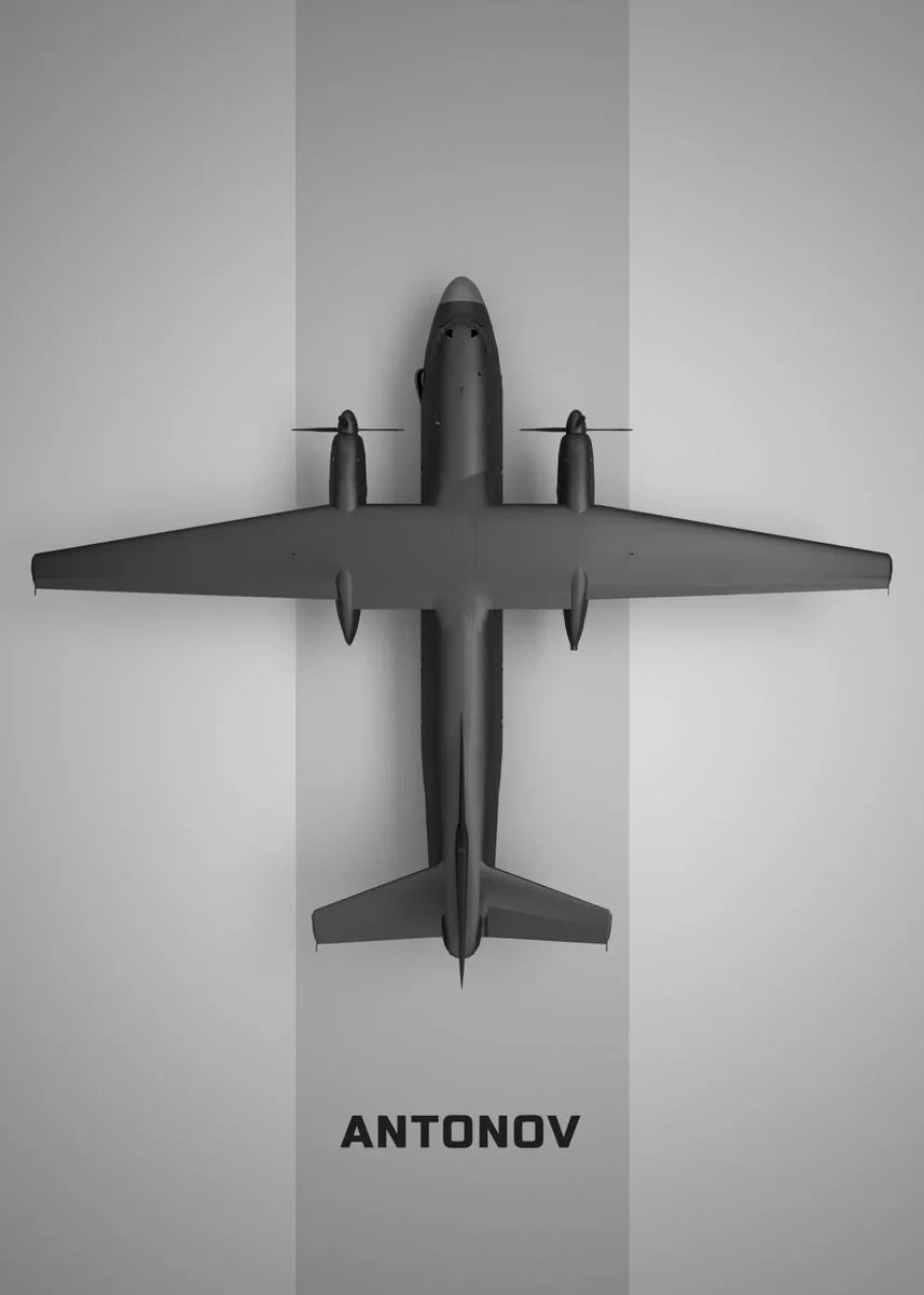 Model of an Antonov aircraft on a gray background