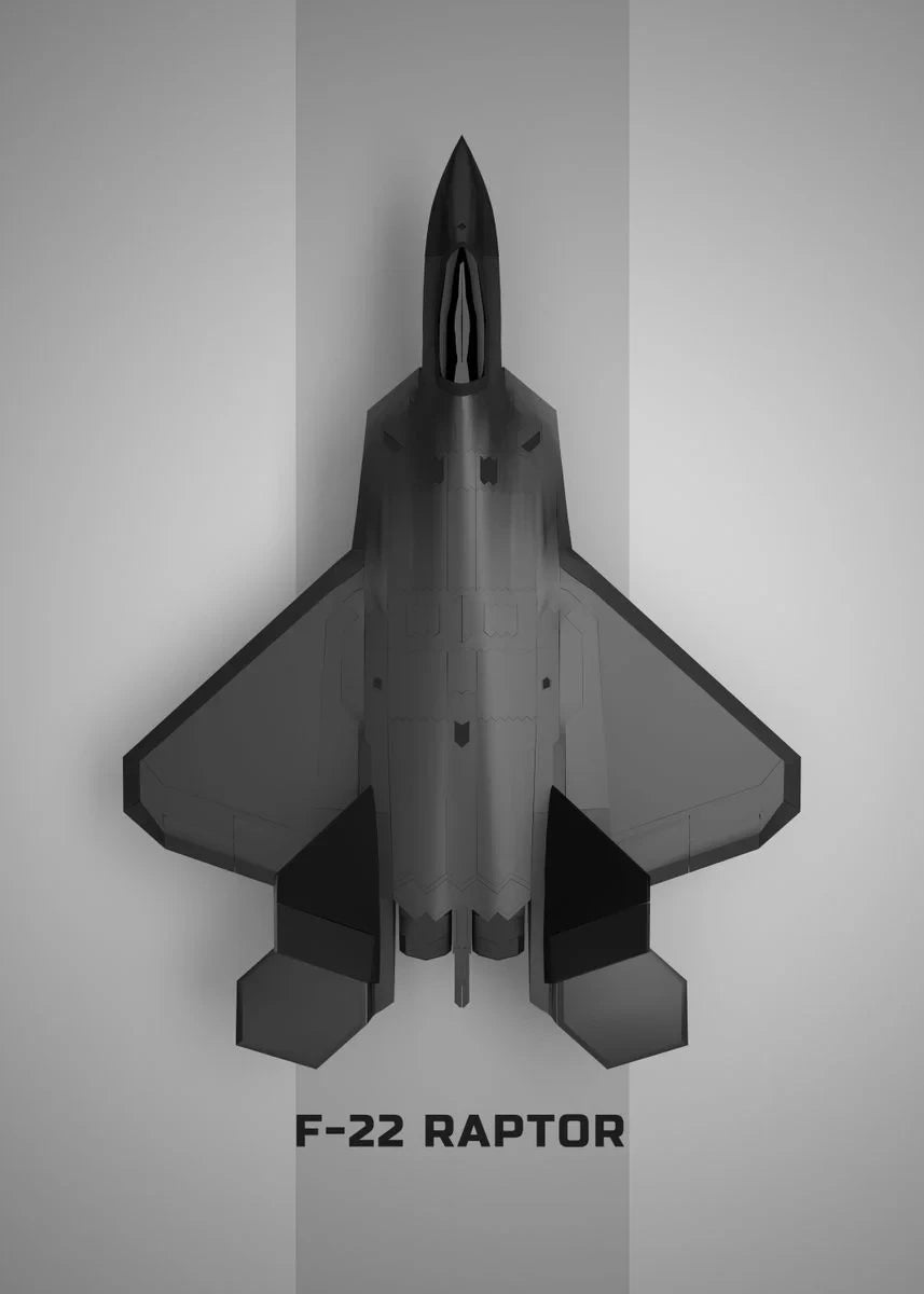 F-22 Raptor fighter jet on a gray background