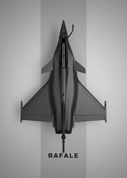 Model of a Rafale fighter jet on a gray background