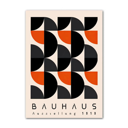 Bauhaus poster with geometric design on a beige background