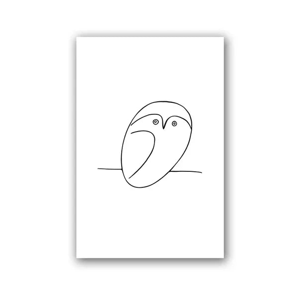 Minimalist line art of a bird on a white background