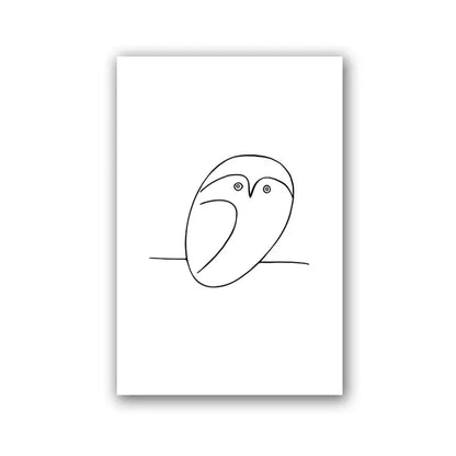 Minimalist line art of a bird on a white background