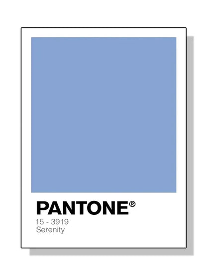 Pantone color swatch with the color 'Serenity' on a white background