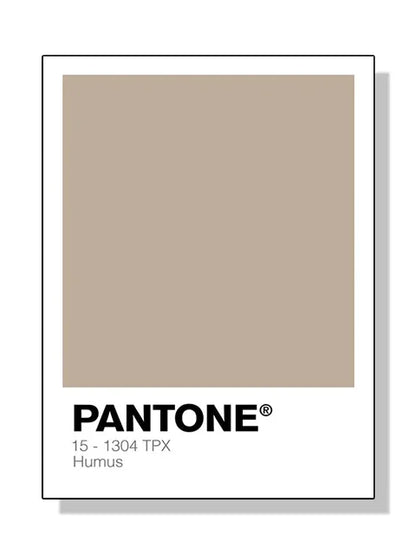 Pantone color swatch for 'Humus' with a beige color on a white background