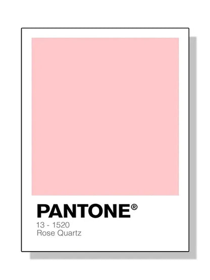 Pantone color swatch for Rose Quartz with a black border on a white background