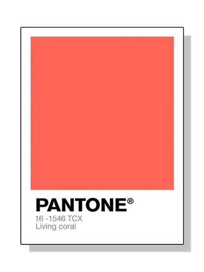 Pantone color swatch for Living Coral with a white border