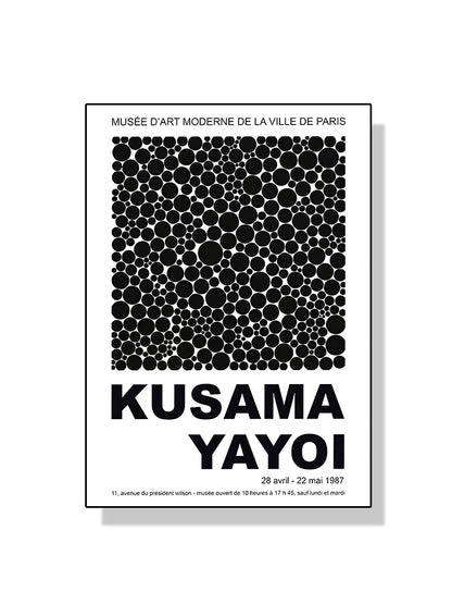 Poster with black and white design featuring text and abstract pattern, displayed on a white background.