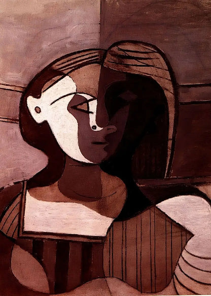 Abstract artwork of a woman's face with geometric shapes