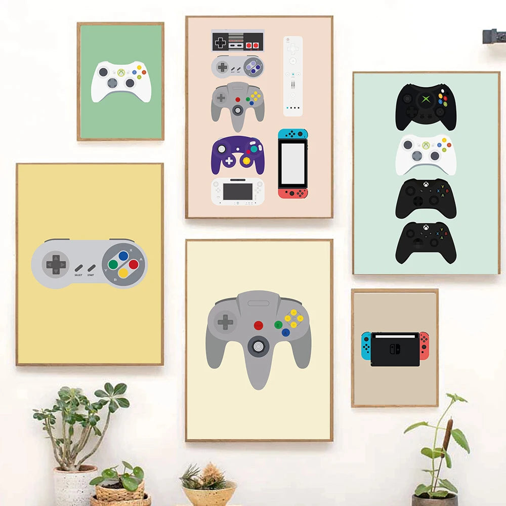 Retro Gaming Controllers Collection - Canvas & Curio