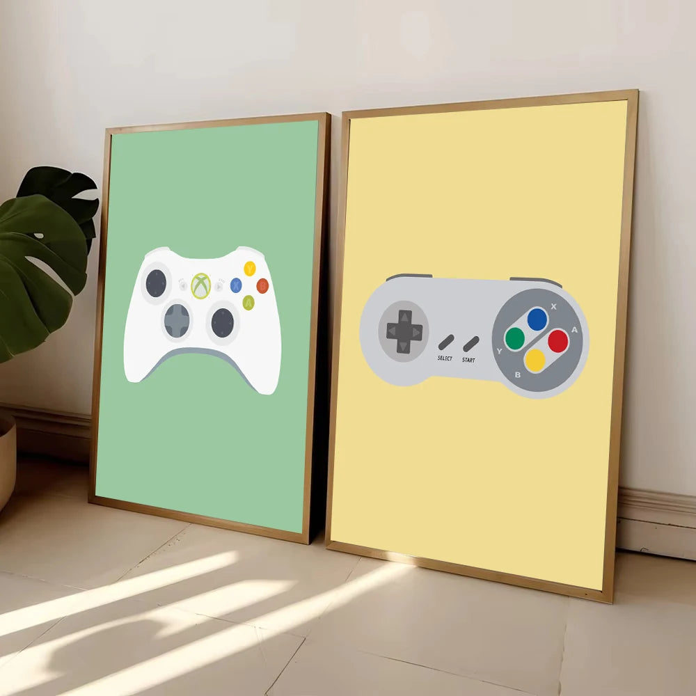 Retro Gaming Controllers Collection - Canvas & Curio