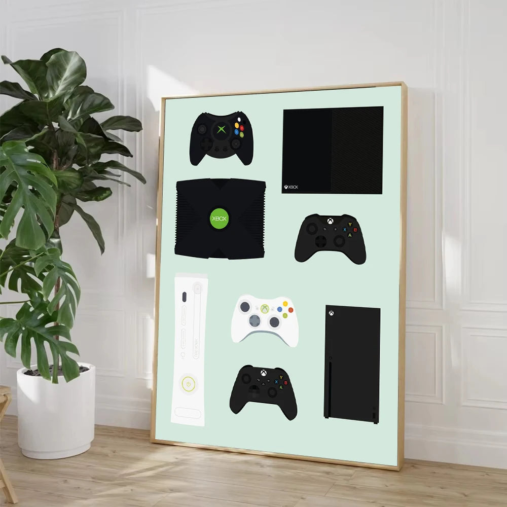 Retro Gaming Controllers Collection - Canvas & Curio