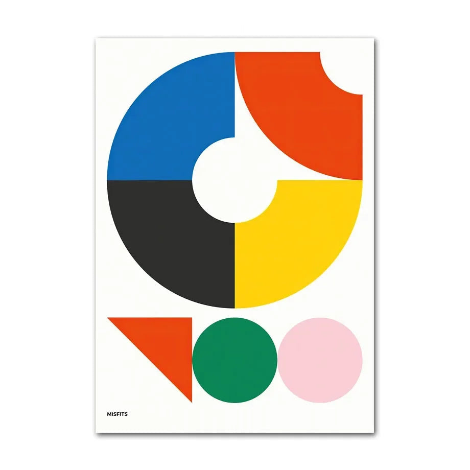 Geometric design with colorful shapes on a white background