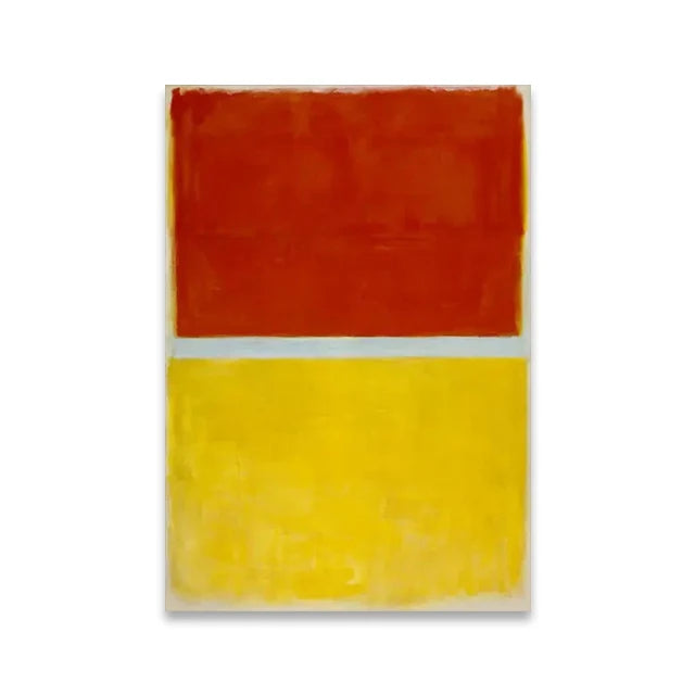 Abstract art piece with red and yellow colors on a white background