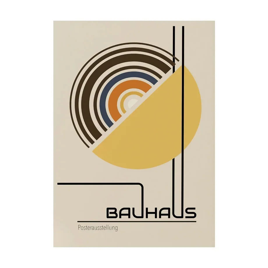 Bauhaus poster with geometric design on a beige background