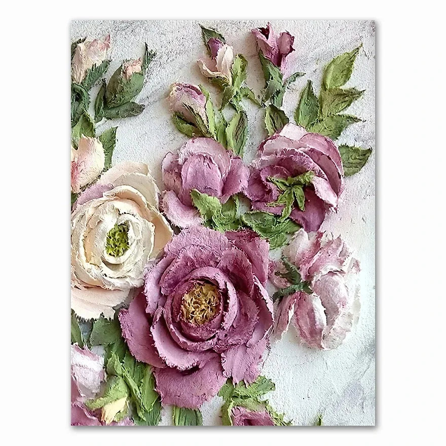 Floral arrangement with pink and white flowers on a textured background