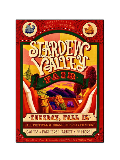 Stardew Valley fair poster with colorful design and text