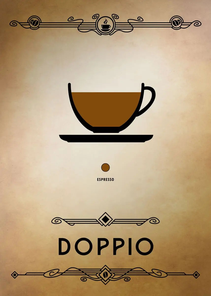 Doppio espresso cup illustration on a beige background