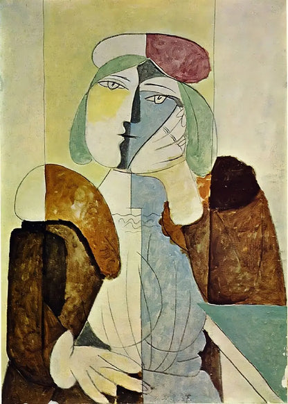Abstract art piece with geometric shapes and colors