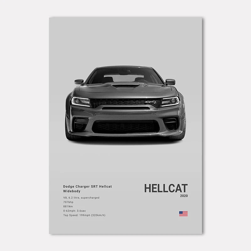 Dodge Charger SRT Hellcat Widebody on a gray background