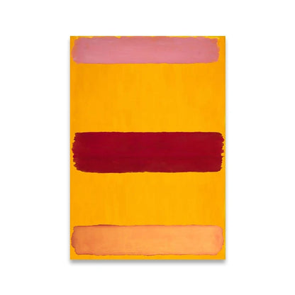 Abstract art piece with three horizontal brush strokes on a yellow background