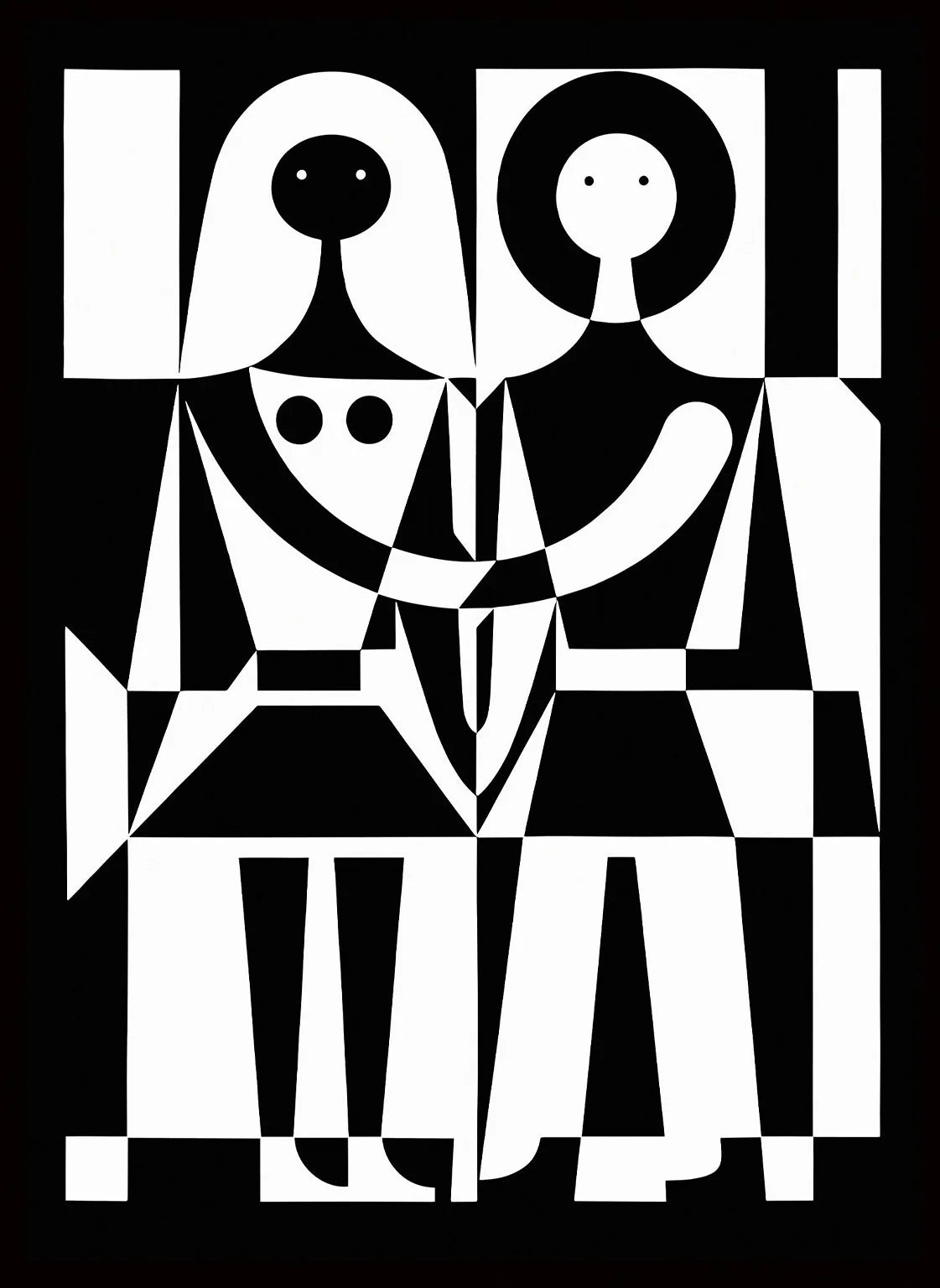 Black and white geometric abstract artwork
