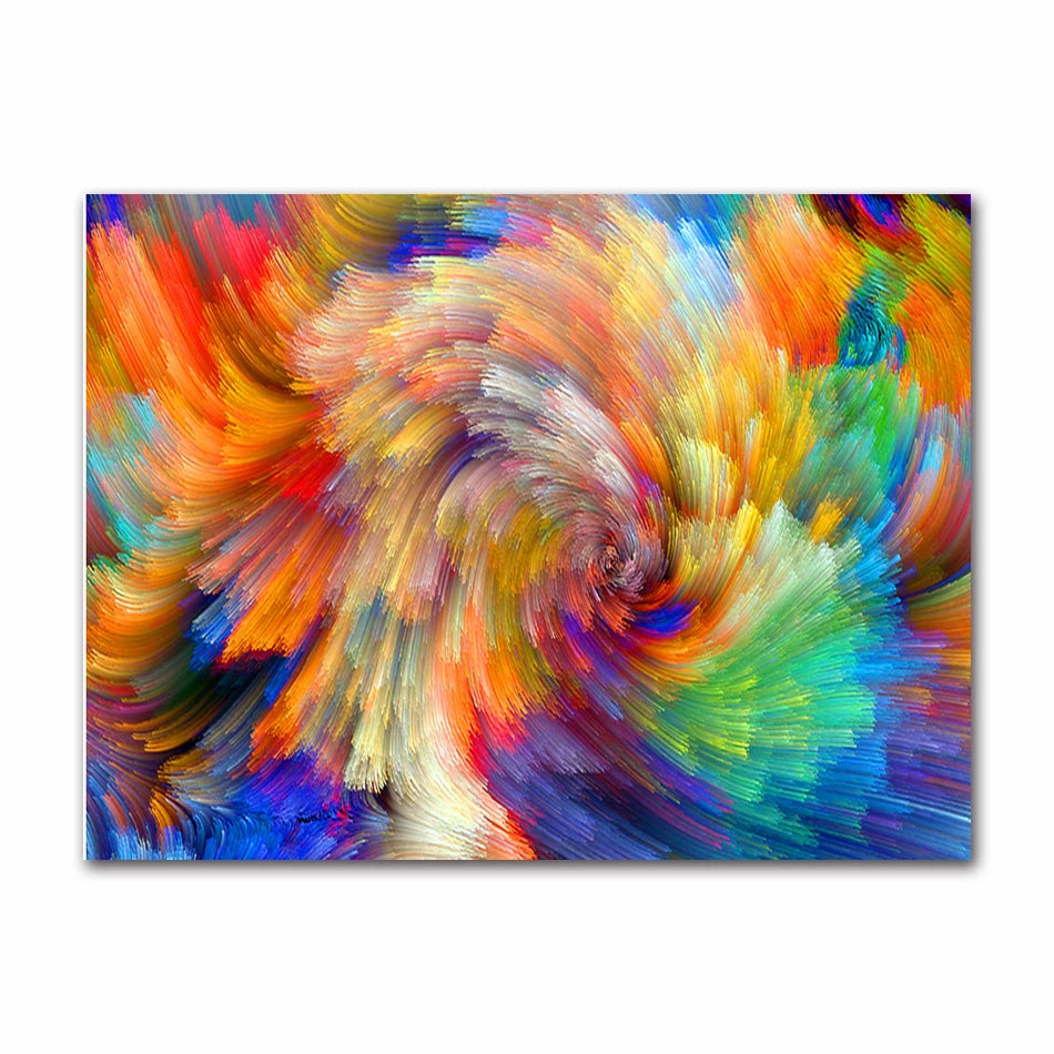 Colorful abstract spiral painting on a white background