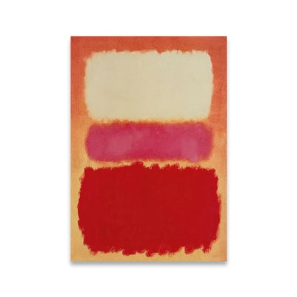 Abstract art piece with red, pink, and beige colors on a white background