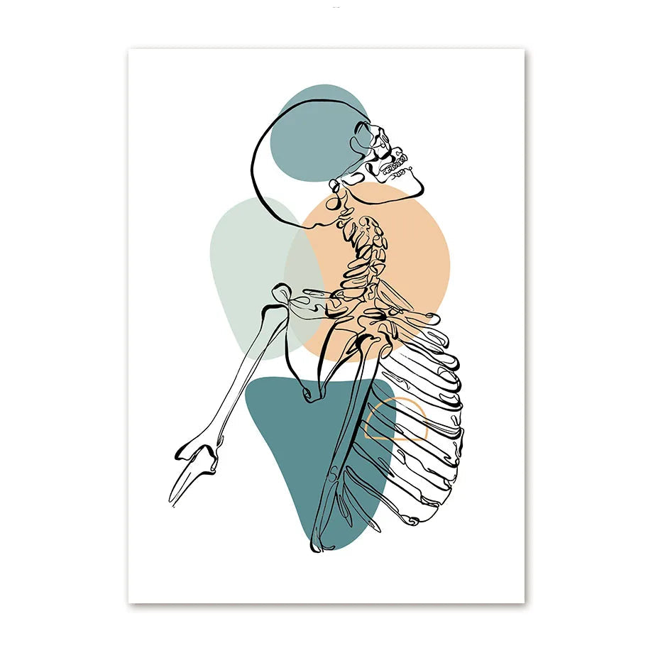Skeletal design with abstract shapes on a white background