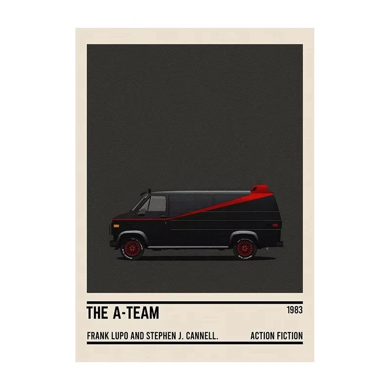 Poster of a van from 'The A-Team' with text about the book and movie.